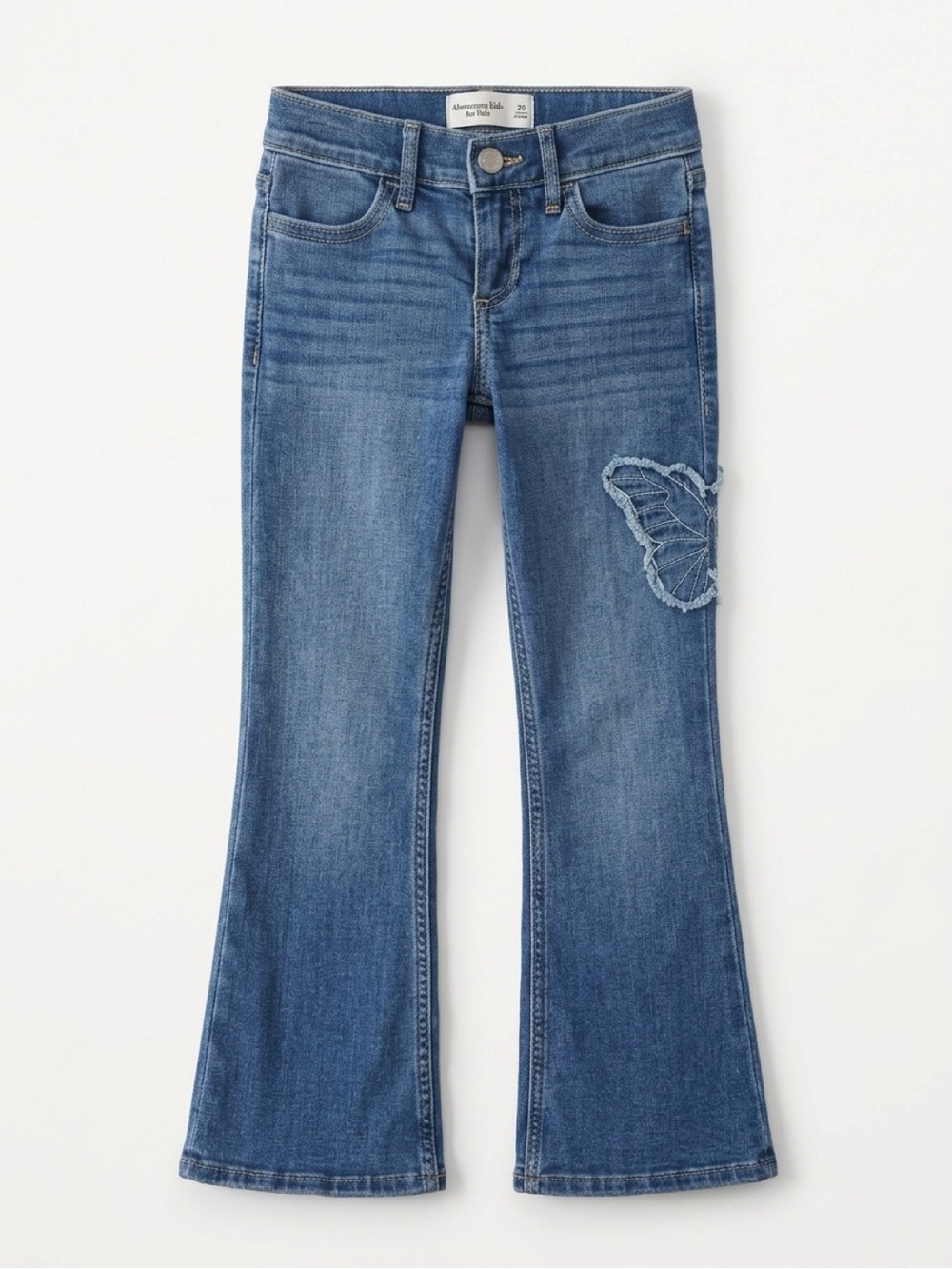 Abercrombie Kids Low Rise Bootcut Jeans Blue Butterfly Girls Size 7/8